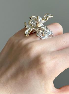 B.treasure 鎏金银色金属戒指小众饰品中古饰品Vintage复古戒指