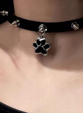 ins朋克亚文化骨头铆钉项圈choker颈圈纯欲风叛逆小狗朋克项链女