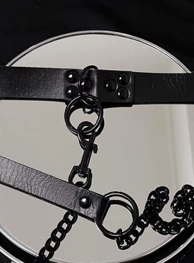 禁欲系项圈女颈带脖颈链锁骨链choker情趣女仆牵引绳情侣链条性感