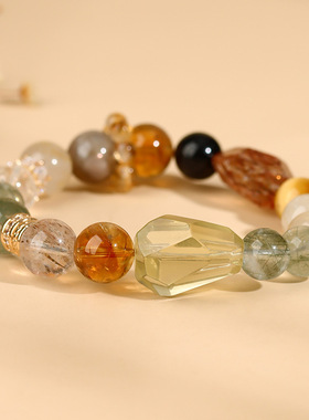 天然水晶伊能静女同款多宝手链几何手串时尚原创网络爆款饰品