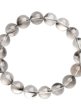 久雅水晶 天然黑银钛晶圆珠手链板钛晶 银色钛晶发晶手串厂家直销