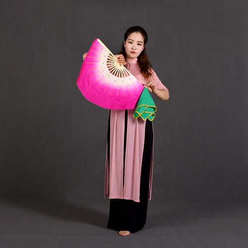 俏兰花 真丝扇七级 舞蹈家协会云南花灯安徽花鼓灯考级扇子手帕 - 图2