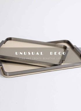 皮编制托盘收纳现代简约