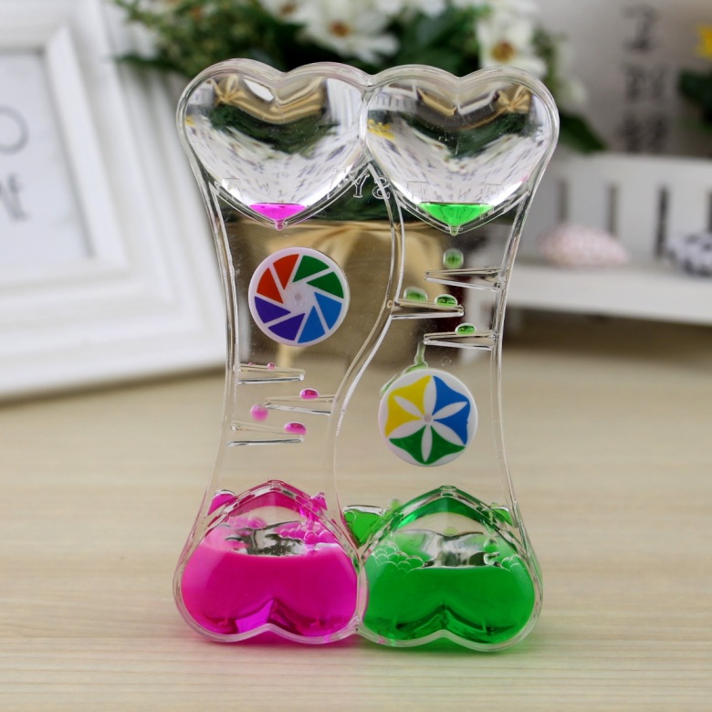 创意双色减压发呆液体沙漏油漏水滴儿童刷牙计时器摆件生日礼物 - 图1