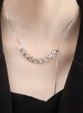 绿色水晶锁骨链高级感设计颈链