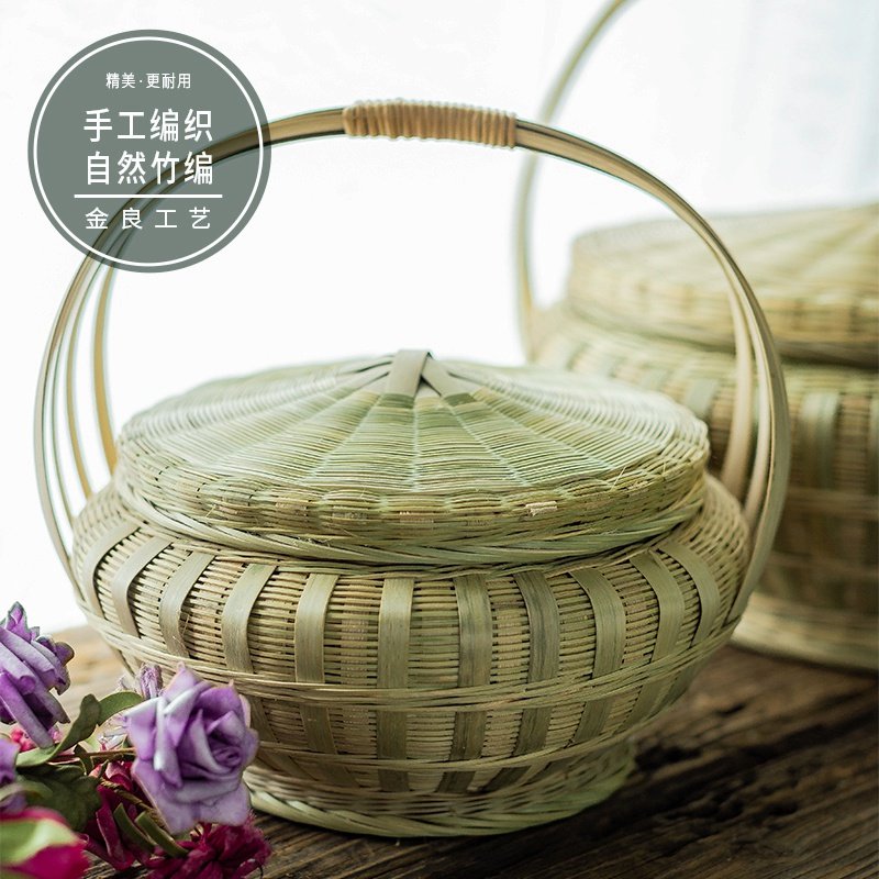拜神手提篮带盖水果提篮复古结婚喜庆竹提篮鸡蛋提篮儿童提手竹篮,淘宝优惠券,粉丝福利购,淘宝优惠卷