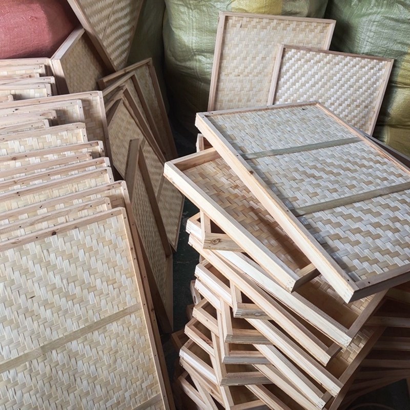 长方形竹黄簸箕竹白竹筐家用竹制品晾晒东西烘烤托盘手编饺子盘 - 图1