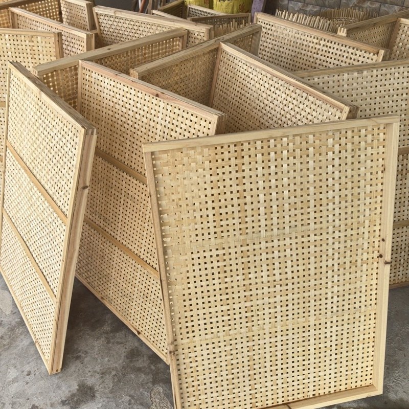 长方形竹黄簸箕竹白竹筐家用竹制品晾晒东西烘烤托盘手编饺子盘 - 图0