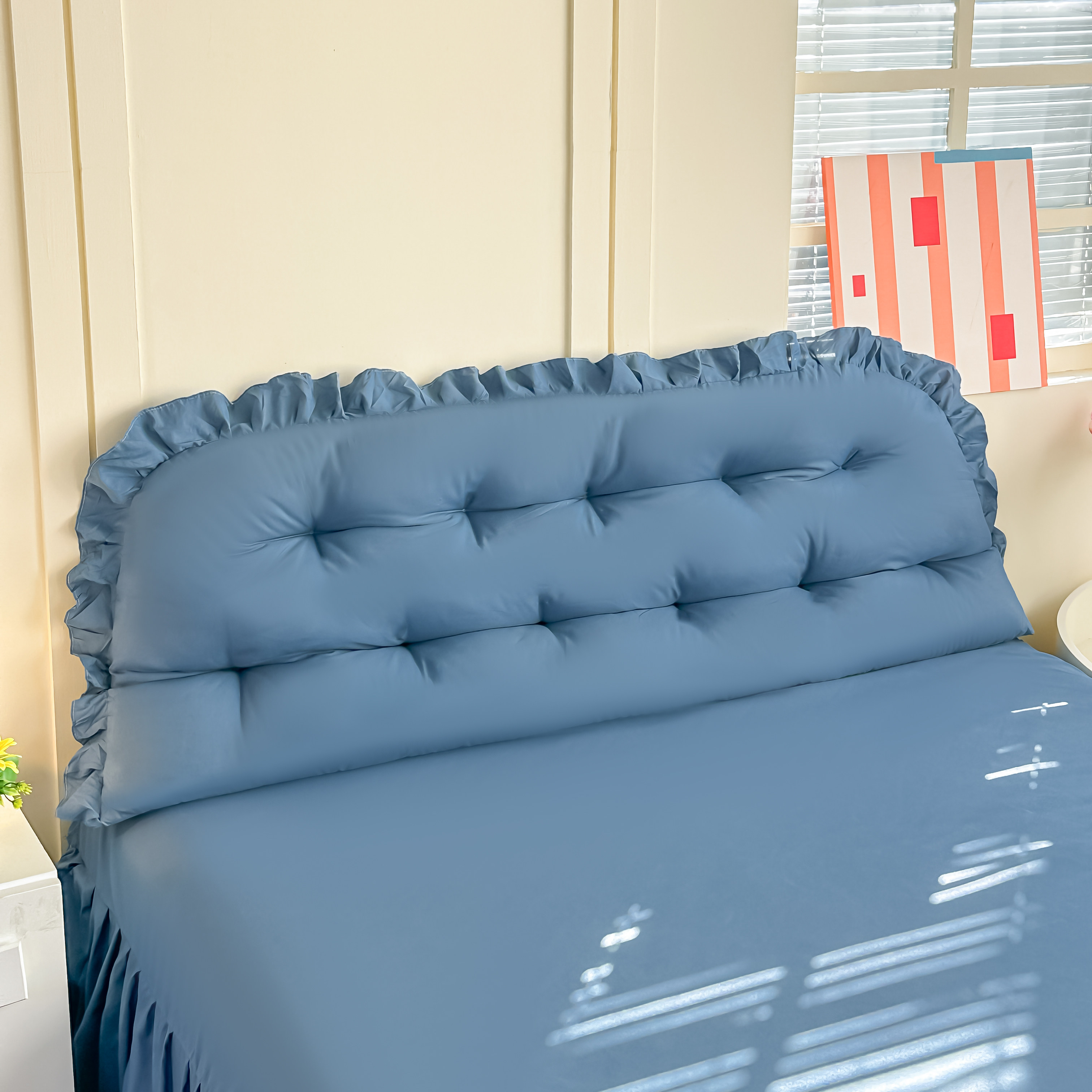 韩式ins公主风软包床头靠垫荷叶边装饰床头板舒适卧室家居靠枕,淘宝优惠券,粉丝福利购,淘宝优惠卷