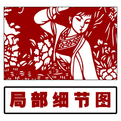 JP25红楼梦人物剪纸底稿图样大幅刻纸图案大观园仕女图黑白打印稿 - 图0