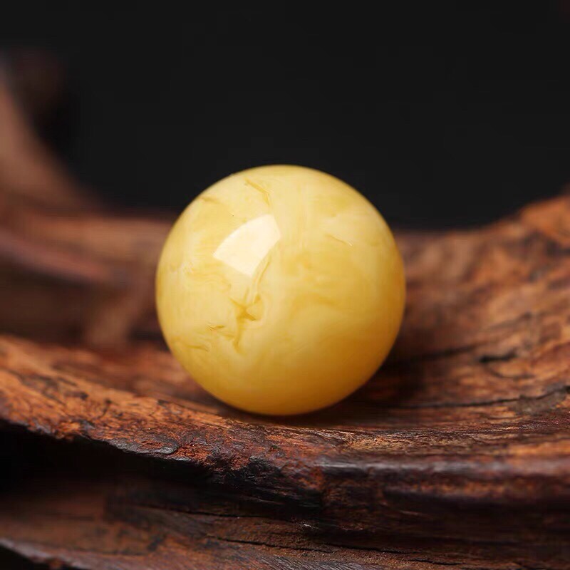 天然蜜蜡俄料飘白花白花蜜蜡鸡油黄白蜜散珠配珠单珠圆珠文玩配饰-图0