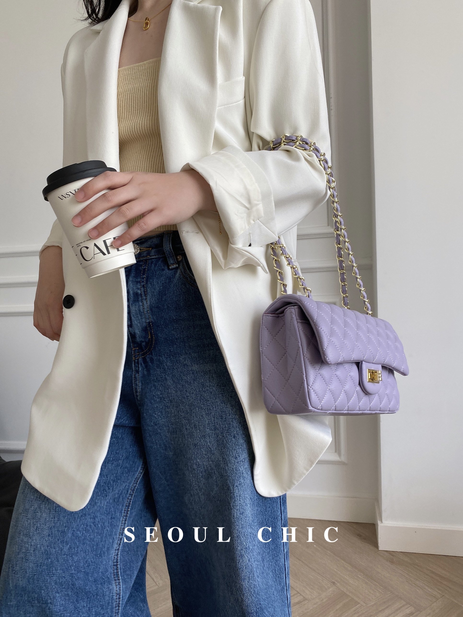 SEOULCHIC 小香风链条包2024新款高级感菱格单肩腋下包时尚斜挎包,淘宝优惠券,粉丝福利购,淘宝优惠卷