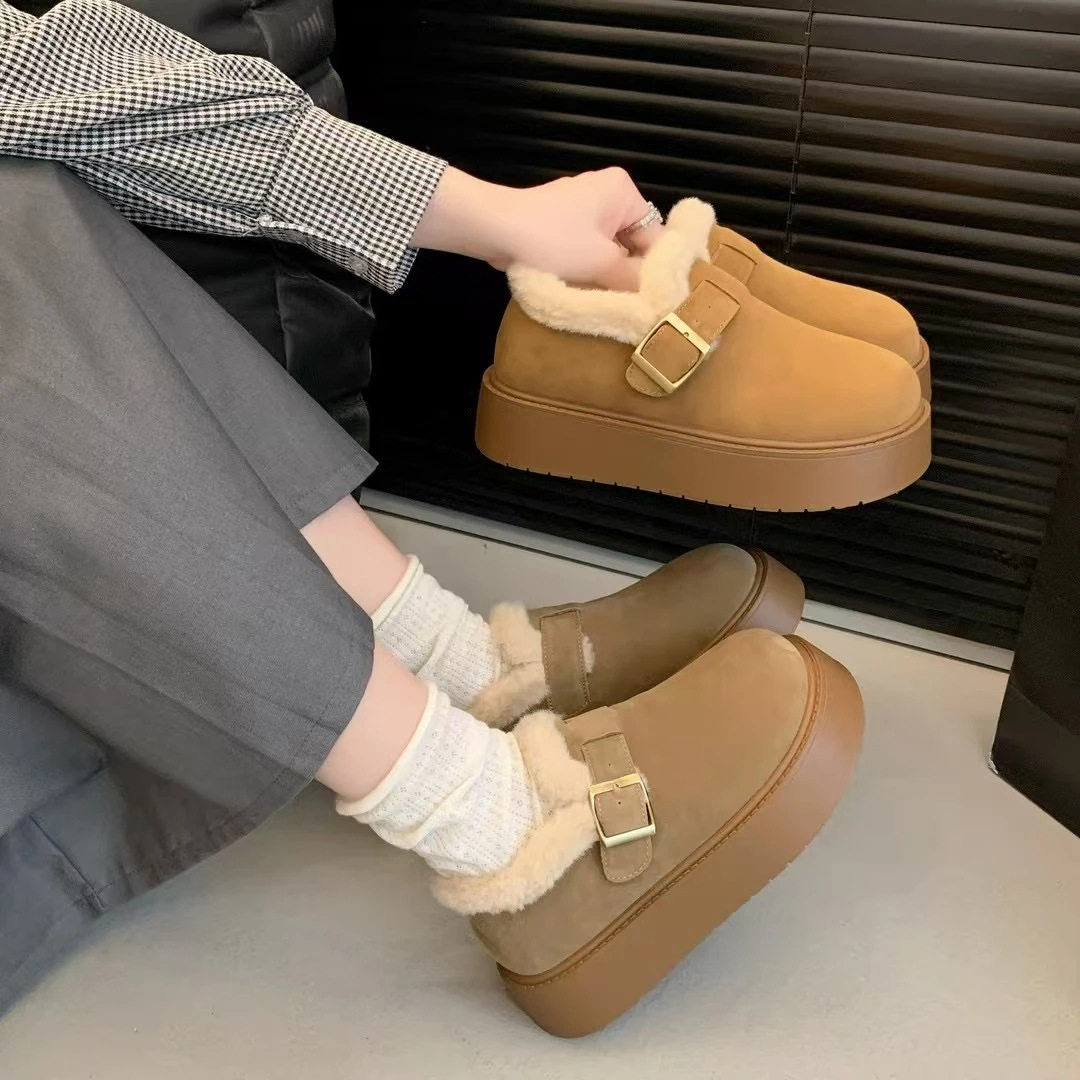 厚底毛毛乐福鞋勃肯鞋女2025秋冬新款一脚蹬雪地靴豆豆鞋保暖棉鞋,淘宝优惠券,粉丝福利购,淘宝优惠卷