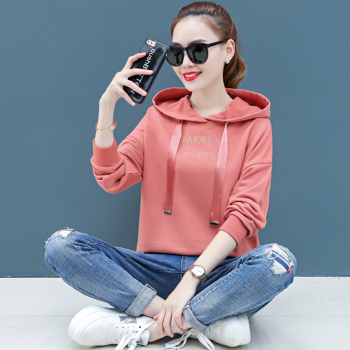 2020年春秋季带帽新款宽松长袖卫衣 苏盈珈可店卫衣/绒衫