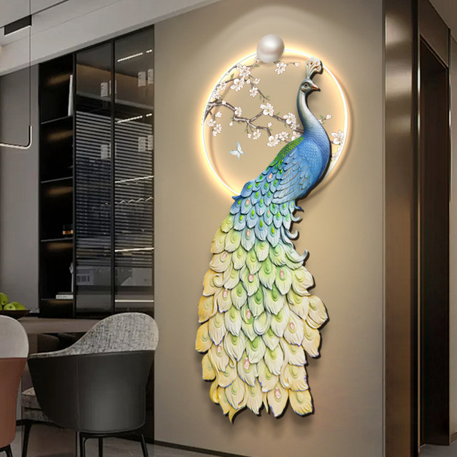 New Chinese style peacock entrance decorative painting light