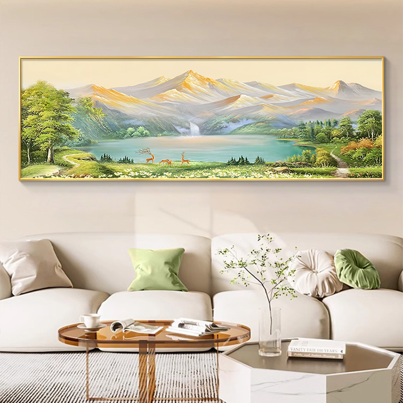 聚宝盆客厅装饰画2026新款沙发背景墙挂画山水油画西墙聚财壁画,淘宝优惠券,粉丝福利购,淘宝优惠卷