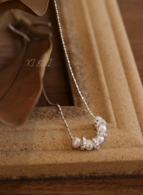 解里｜天然珍珠项链女款轻奢通体s925纯银盘缠锁骨链小众生日礼物