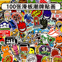 100 sheets of European and American street skateboards Stickler Graffiti Collage of suitcases Laptop Guitar Waterproof