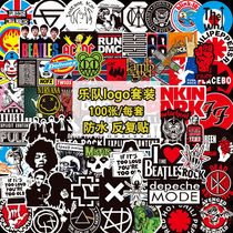 100 sheets of European and American rock band logo stickers rock personality Guitar Applid with decorative panel computer suitcases