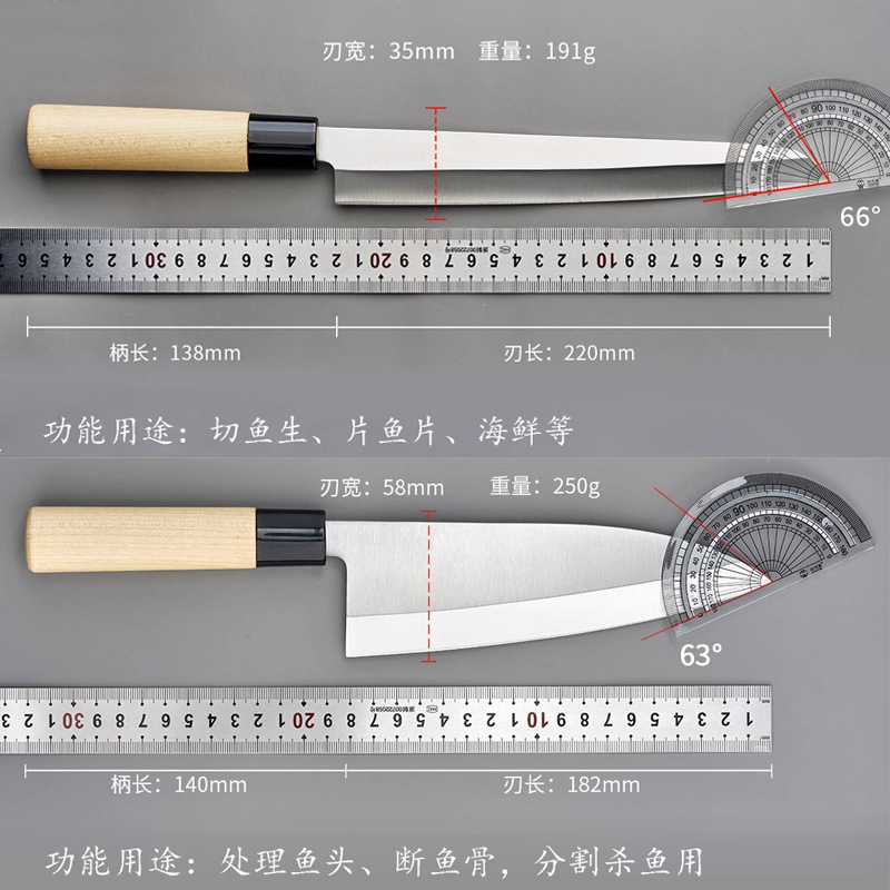 十八子作鱼生刀三文鱼专用鱼片分割刀商用锋利日式柳刃刺身料理刀 - 图3