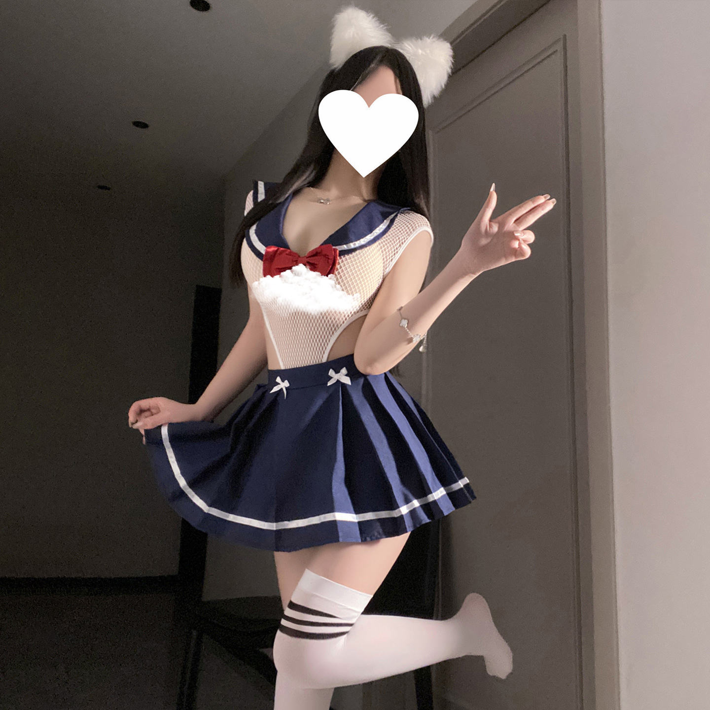 霏慕网缚两穿JK制服套装女半身裙短裙性感学院风百褶裙2025新款秋 - 图1