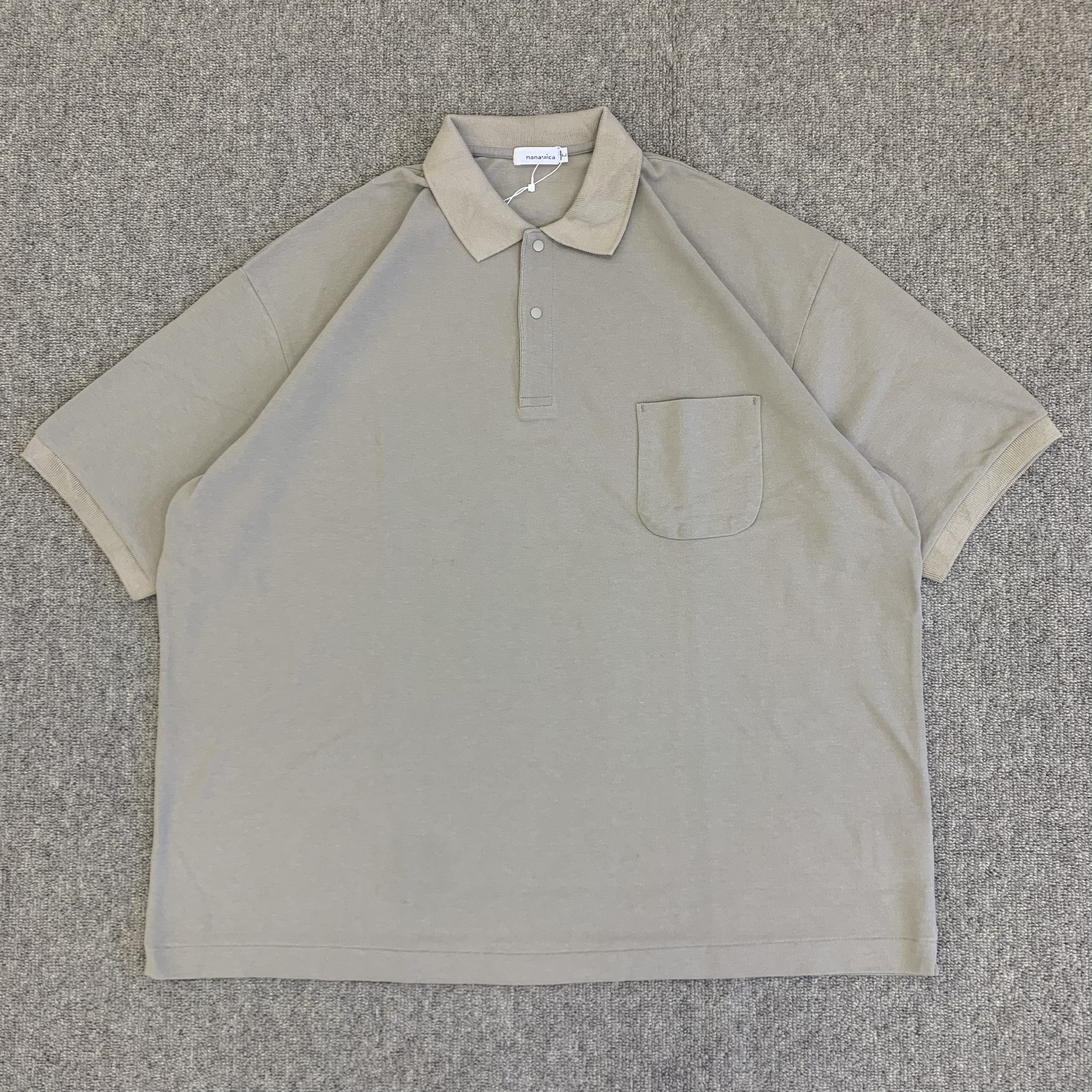 现货折扣nanamica H/S Polo Shirt 23SS鹿子编织宽松口袋短袖衬衫-图0