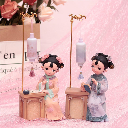 Niedliche Verbotene-Stadt-Puppen, hübsche Seidenfiguren, antike Figuren, kleine Ornamente für Mädchen, Nachtlichter, nationale Trends, antike Geschenke
