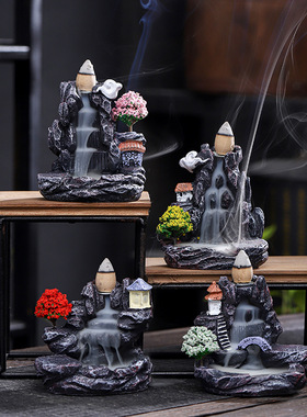 倒流香炉家用室内檀香沉香熏香炉创意摆件茶宠道香薰净化空气除臭