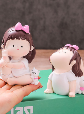 办公室桌面瑜伽女孩摆件女生工位解压治愈情系可爱车载内小装饰品