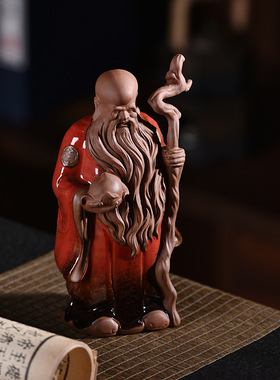 陶瓷福禄寿三星摆件家居装饰工艺品送老人长辈祝寿喜庆生日小礼物