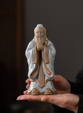 孔子摆件国学历史人物汝窑陶瓷神像孔夫子书房桌面装饰文创纪念品
