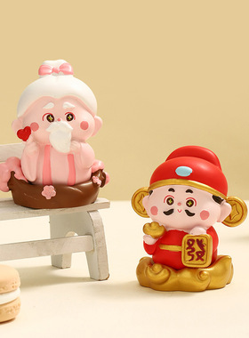 财神爷小摆件办公室工位桌面装饰品创意车载欢喜神仙新年招财礼物