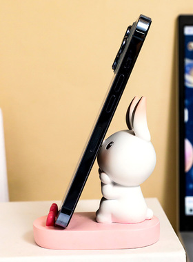 创意卡通兔子摆件可爱手机支架懒人办公室桌面手机架礼物平板支架