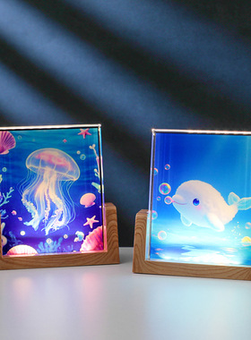 星空水晶灯光画创意相框摆件发光小夜灯伴手礼送女生礼品桌面摆件