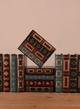 复古卡片明信片信件收藏收纳盒书本仿真书假书办公室桌面书型盒子