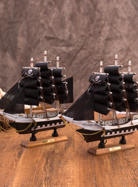 创意帆船模型摆件开学季礼物一帆风顺木船地中海客厅海盗船装饰品