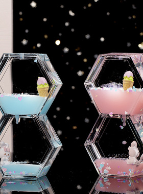 油滴沙漏摆件液体流沙解压流体入油流沙水滴小礼物创意可爱小兔子