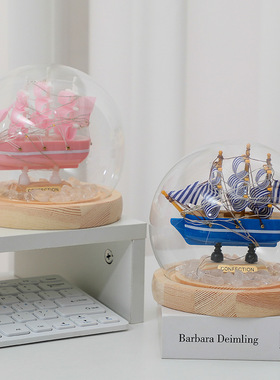 一帆风顺帆船小夜灯桌面小摆件手工diy材料包卧室女孩房间装饰品