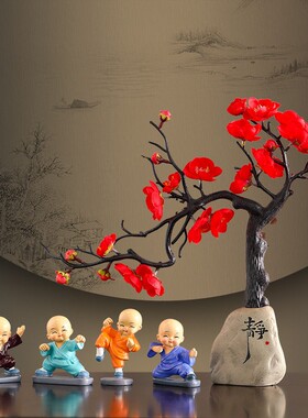 禅意沙弥功夫小和尚装饰摆件
