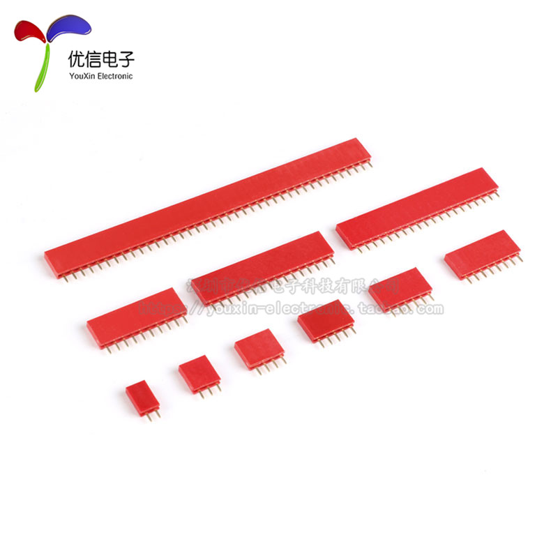 2.54MM间距 彩色 单排母 排针插座 1*2P3P4P5P6P8P10P16P20P--40P - 图1