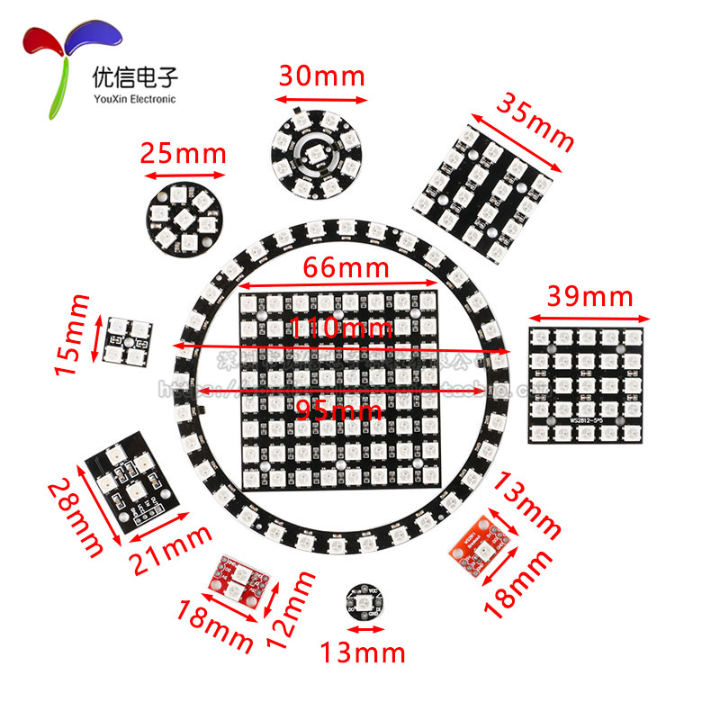 WS2812B 5050RGB LED圆形开发板全彩驱动彩灯模块内置全彩驱动-图3