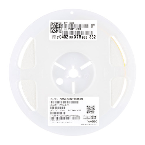 原装 0402贴片电容 3.3nF(332) ±10% 50V X7R CC0402KRX7R9BB332 - 图0