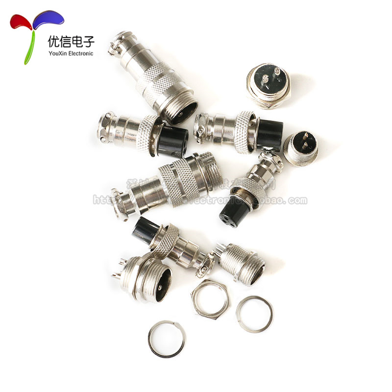 GX12/GX16航空插头插座连接器 2/3/4/5/6/8P芯 公头母头 12/16mm - 图1