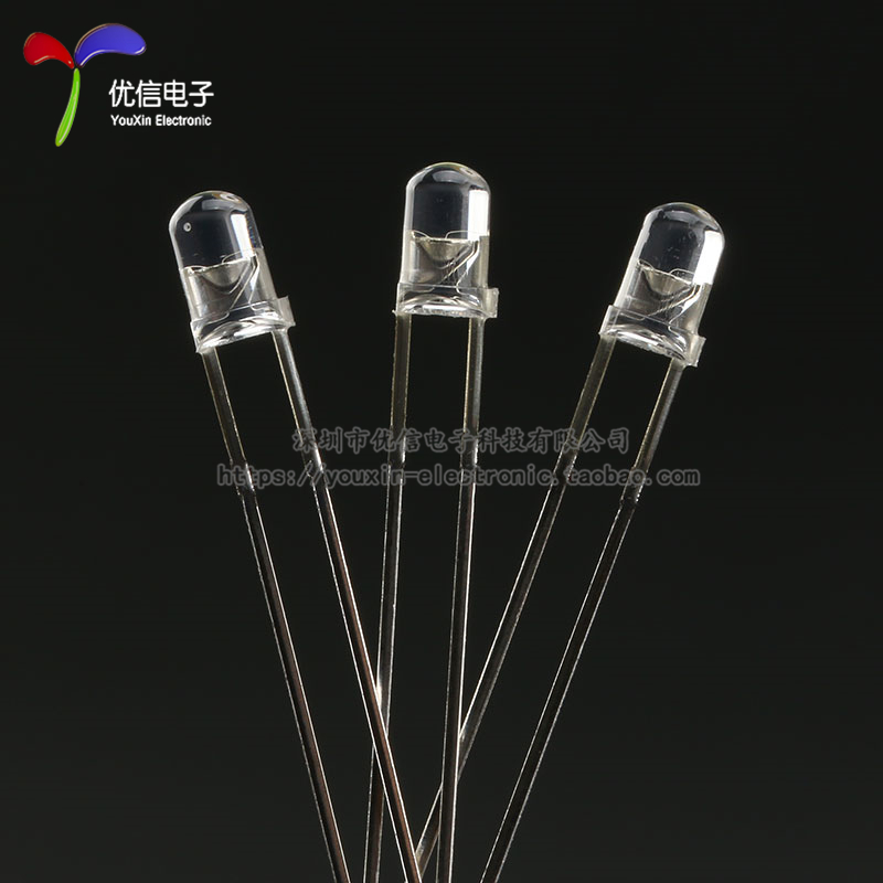 原装正品 3MM/F3直插圆头LED灯珠白发翠绿色发光二极管长脚 10只-图2