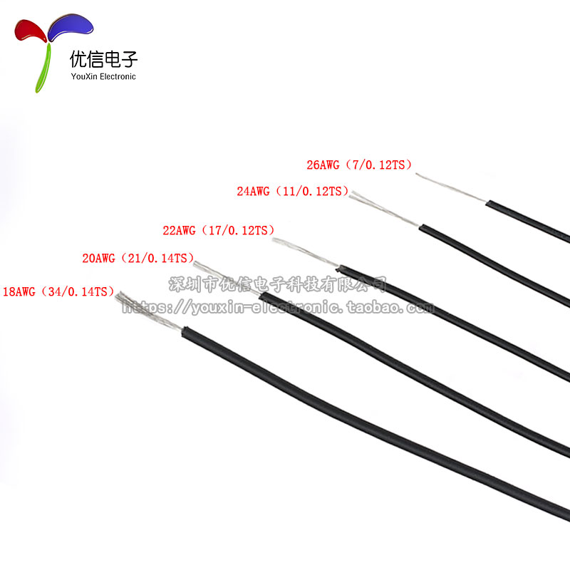 电子线 1007 18AWG 红 黑 黄 蓝 白 绿 橙 黄绿 美标电子线  1卷 - 图0