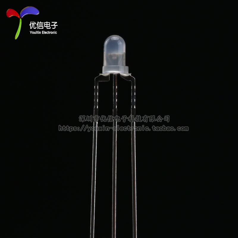 原装正品 3MM/F3雾状LED灯珠红蓝双色 共阳三脚指示灯双色灯 10只 - 图2