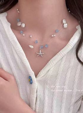 海星贝壳串珠项链女款2025新款叠戴锁骨链颈链高级感轻奢小众配饰