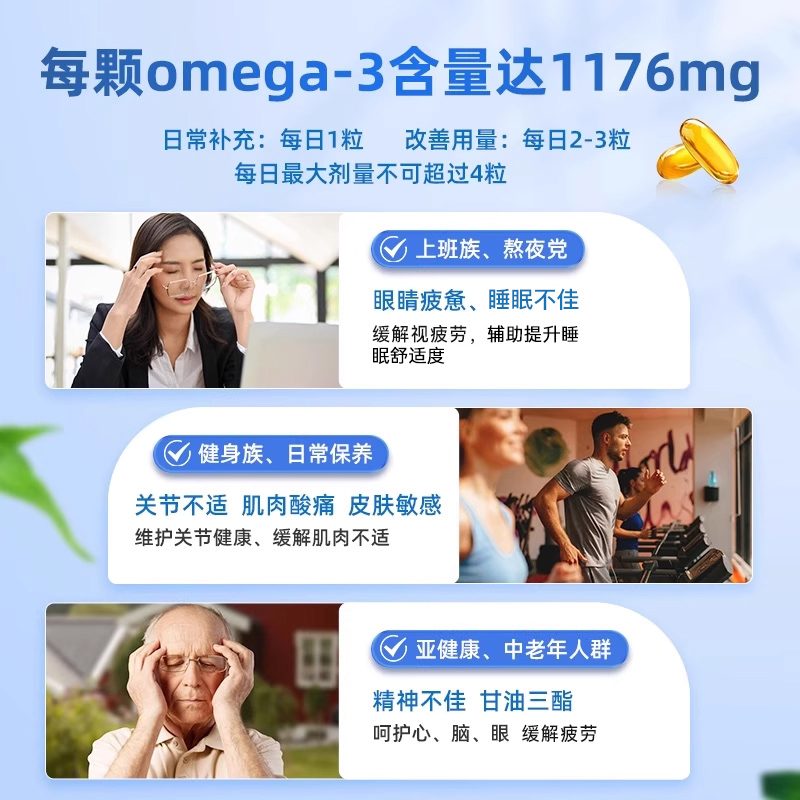 金凯撒鱼油omega3正品海外深海鱼油95%纯度成人软胶囊心血管鱼油 - 图1