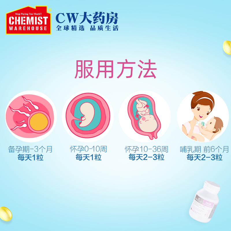 ChemistWarehouse海外旗舰店bio island孕妇孕期专用藻油DHA佰澳朗德备孕期黄金营养品 *3瓶装2