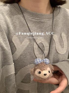一只番茄酱超可爱秋冬毛绒绒小熊项链毛衣链
